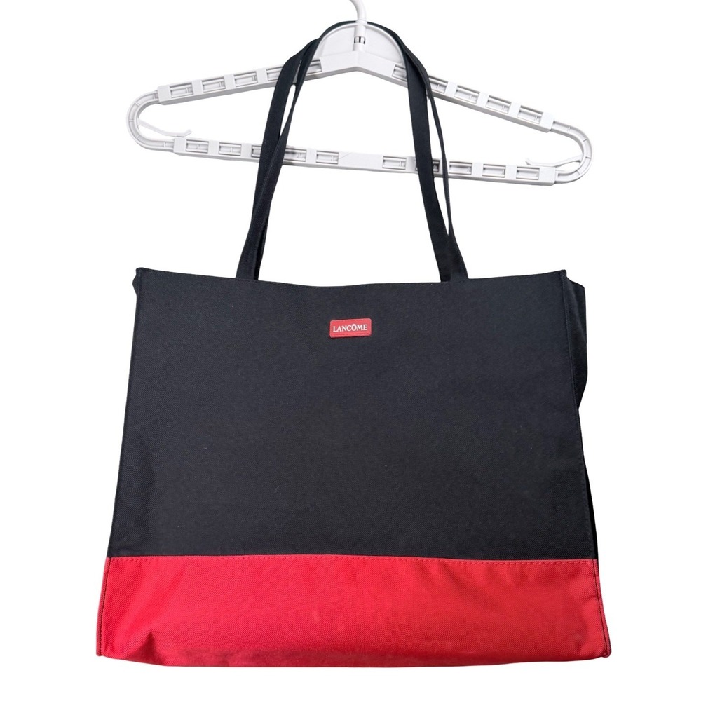 Lancome Paris Designer Makeup Tote Bag Red Black Colorblock Travel Gym Carryall